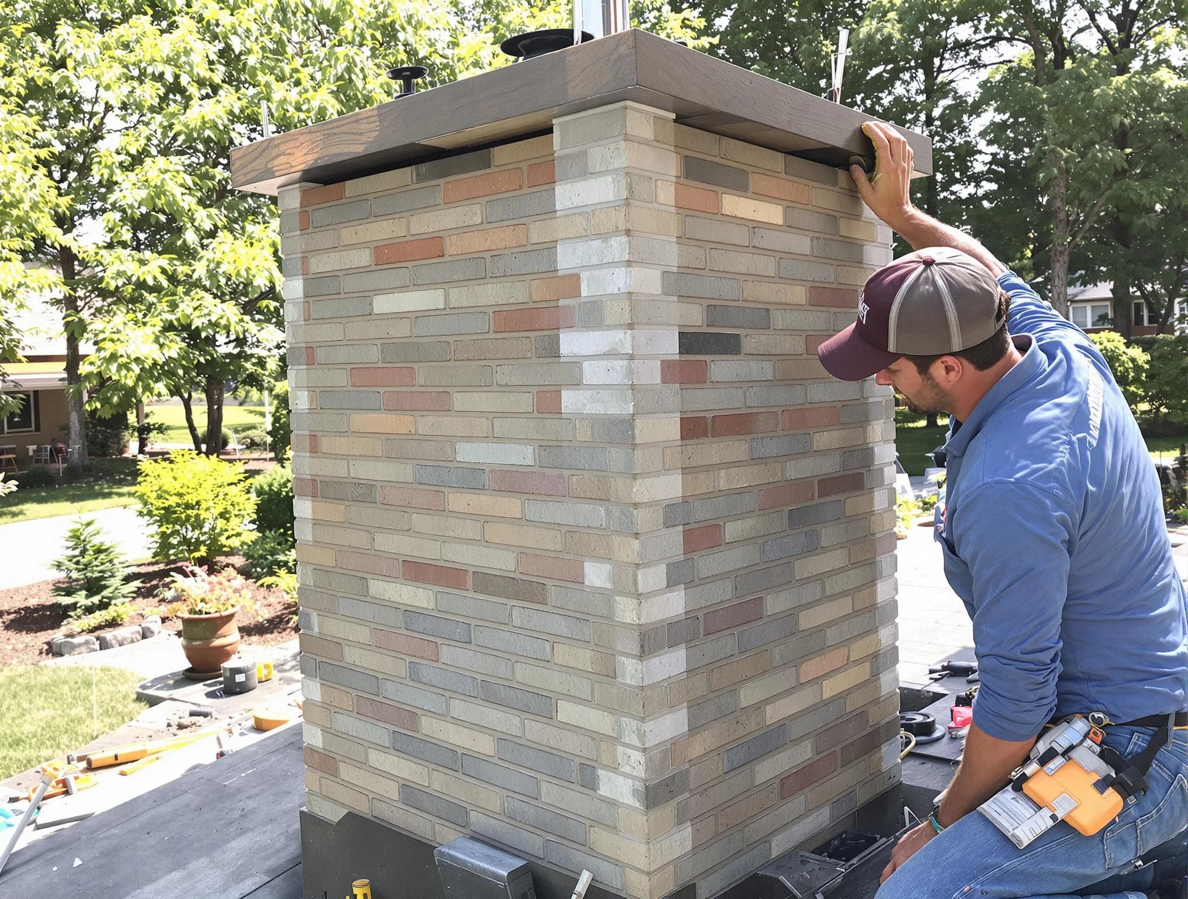Livingston Chimney Sweep completing a modern chimney remodel in Livingston, NJ