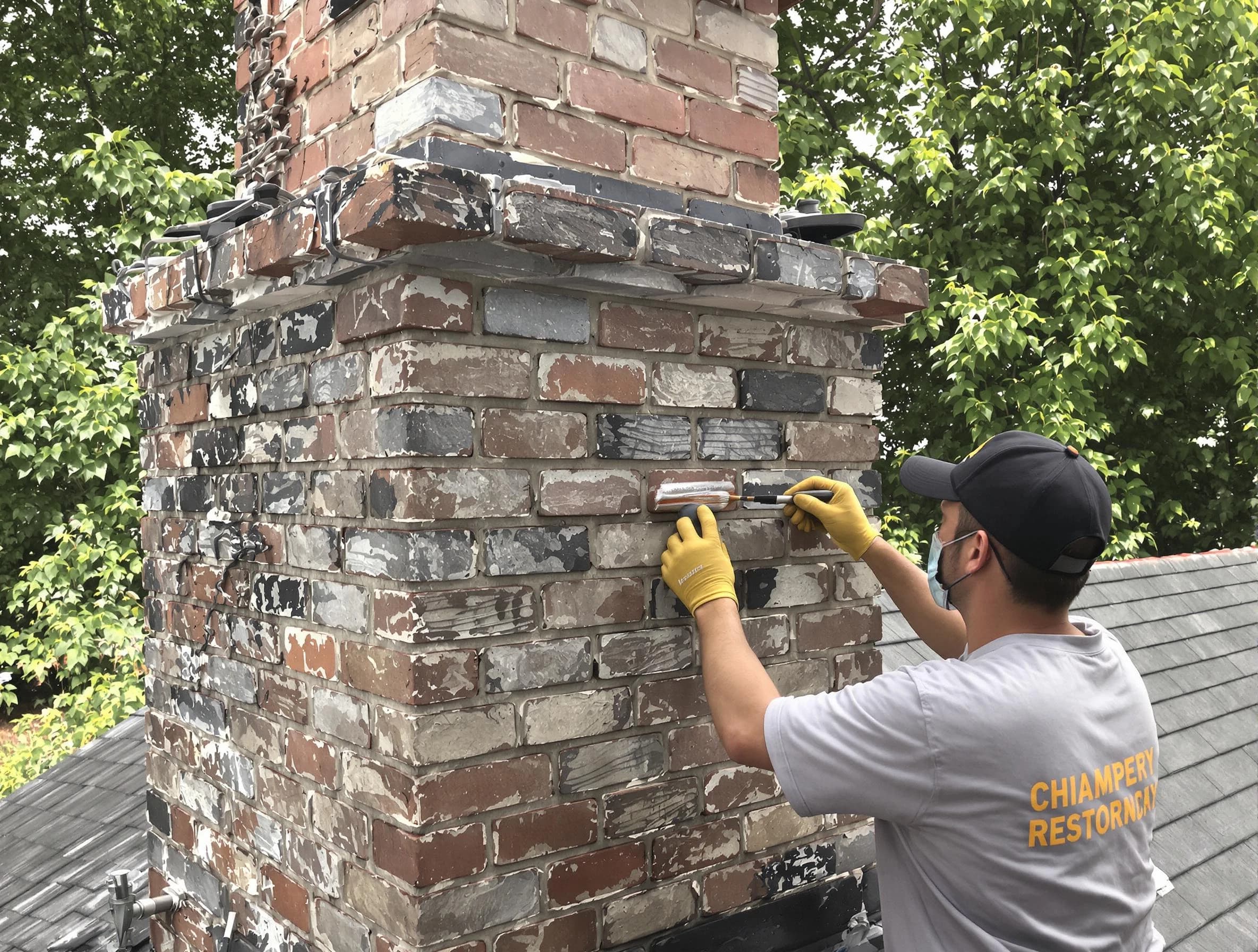 In-progress chimney restoration by Livingston Chimney Sweep in Livingston, NJ