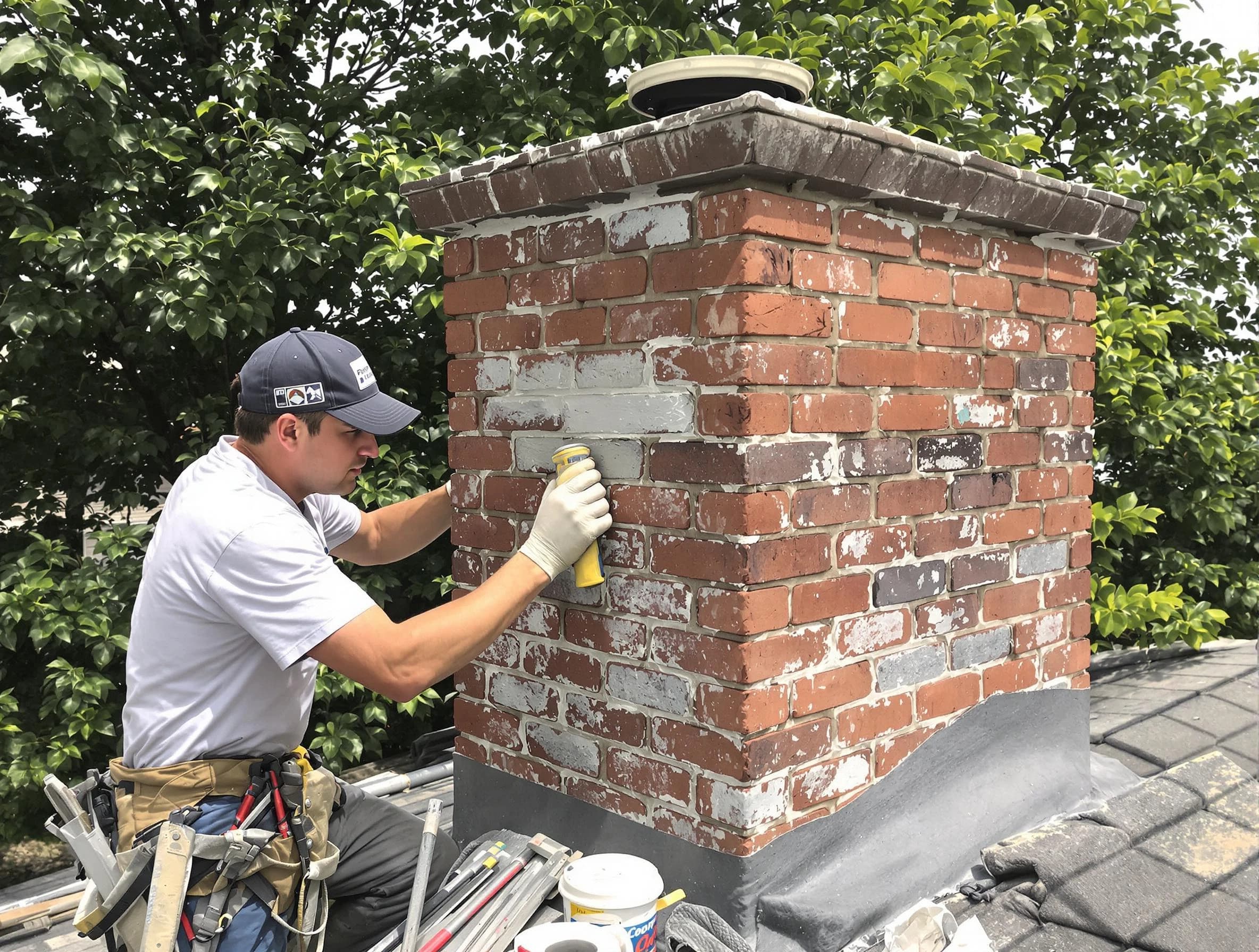Livingston Chimney Sweep restoring an aging chimney in Livingston, NJ