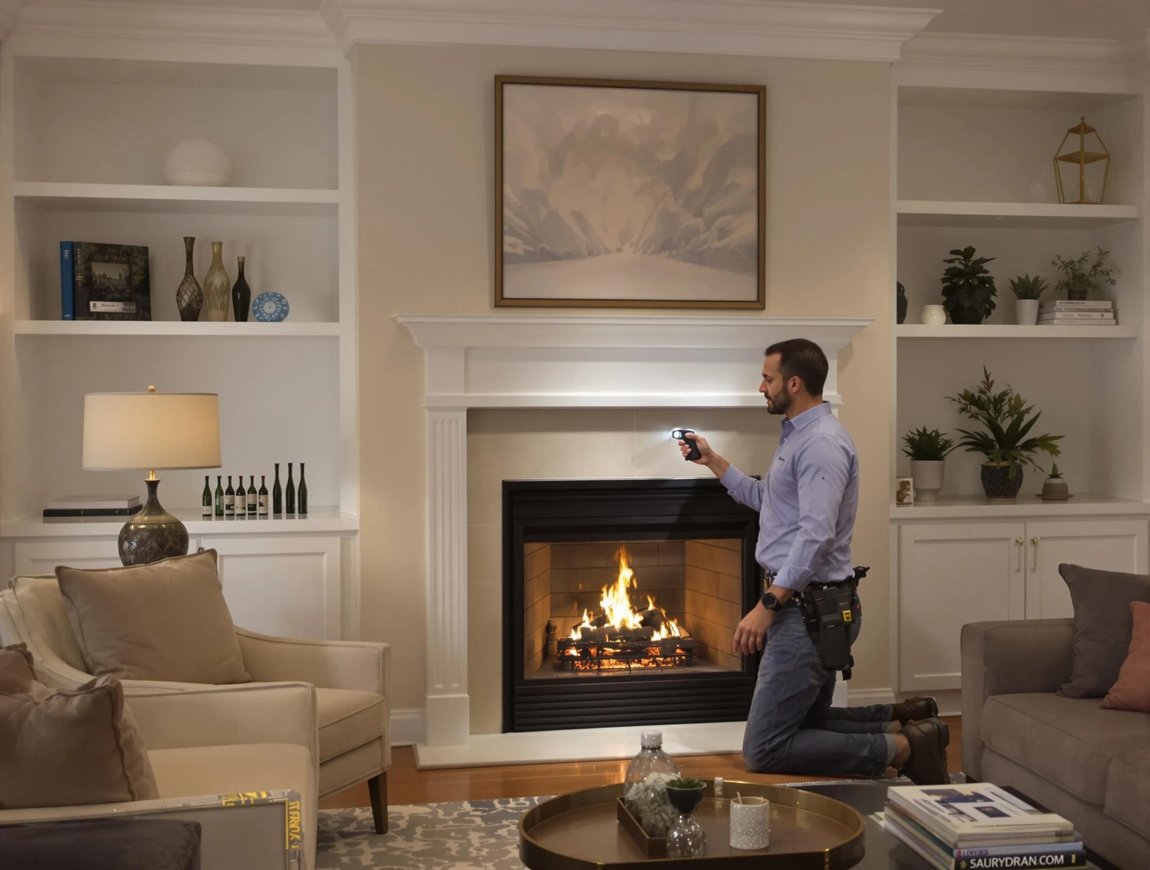 Livingston Chimney Sweep conducting a fireplace safety inspection in Livingston, NJ