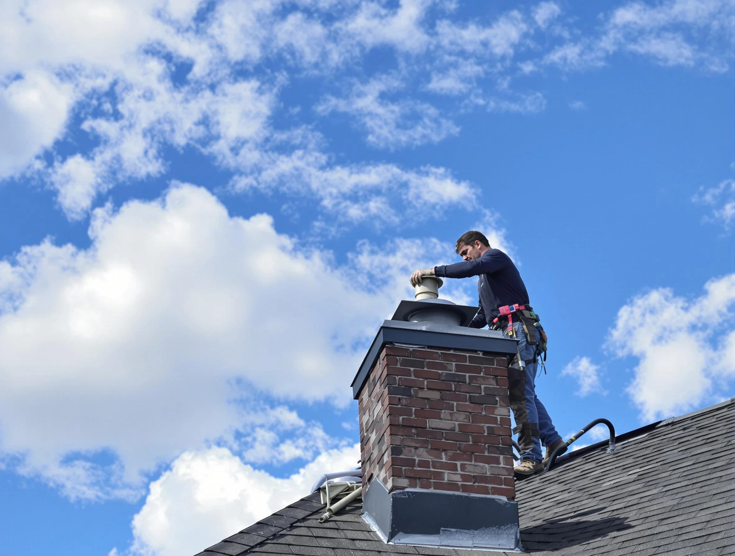 Livingston Chimney Sweep installing a sturdy chimney cap in Livingston, NJ