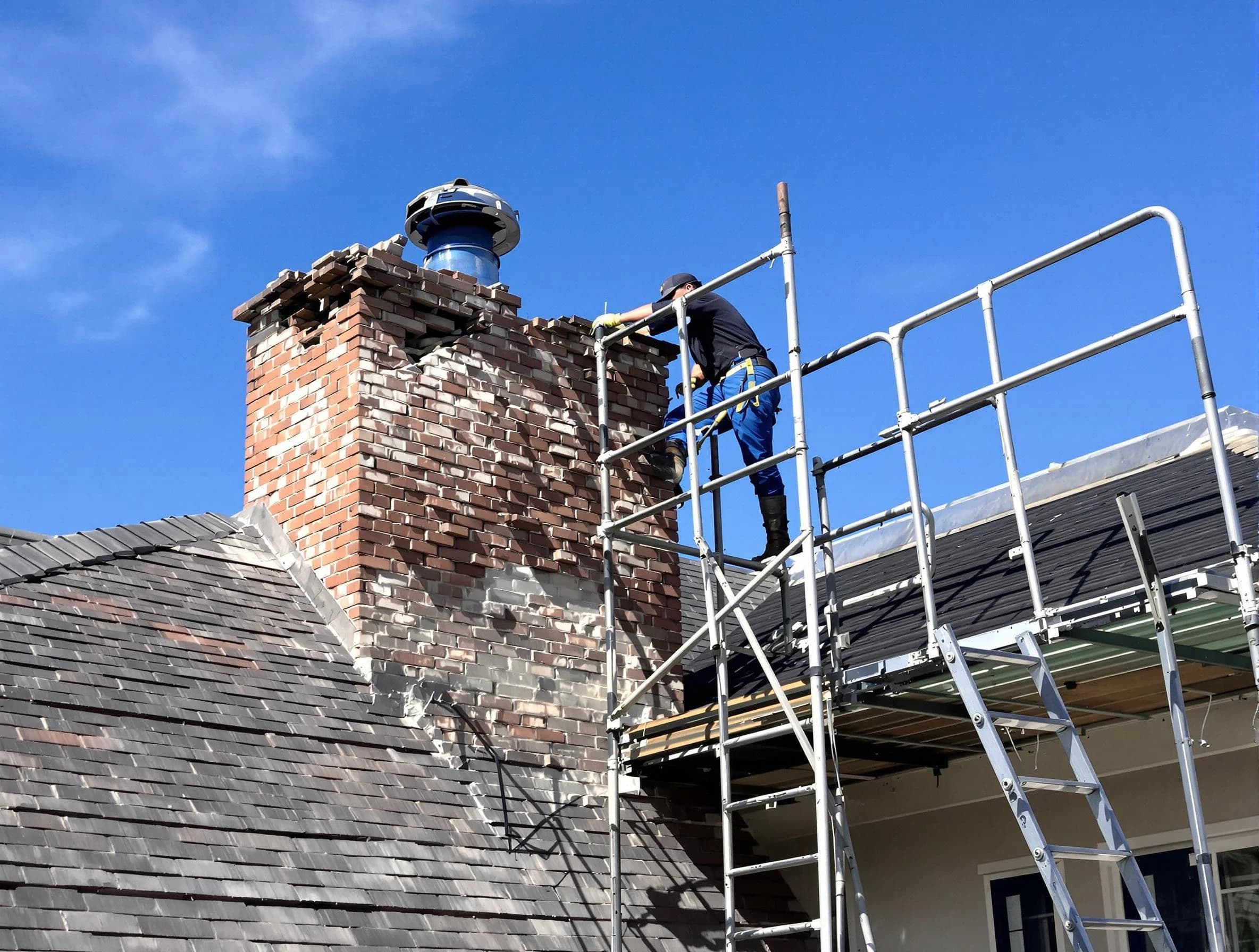 Rebuilding a chimney structure by Livingston Chimney Sweep in Livingston, NJ