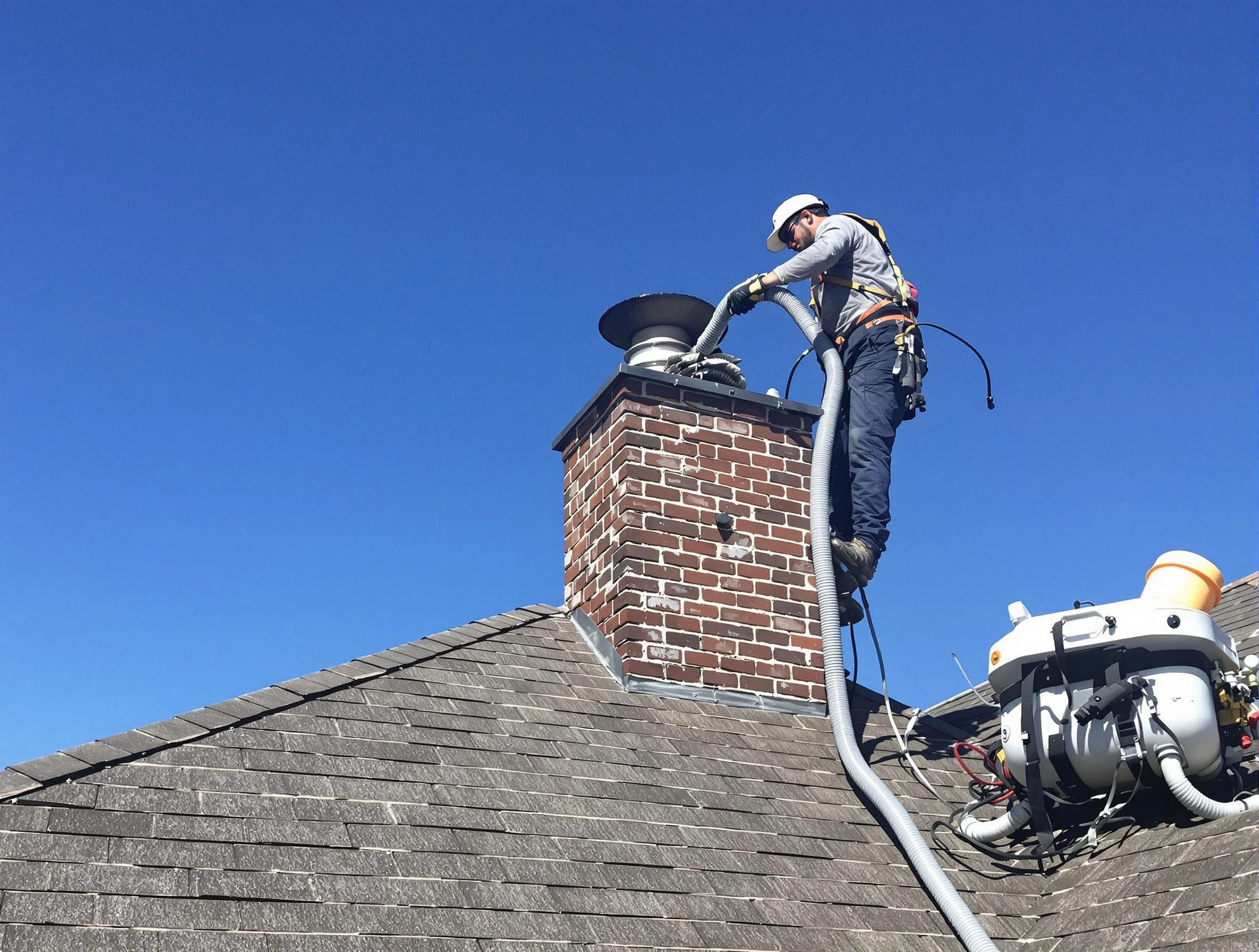 Dedicated Livingston Chimney Sweep team member cleaning a chimney in Livingston, NJ
