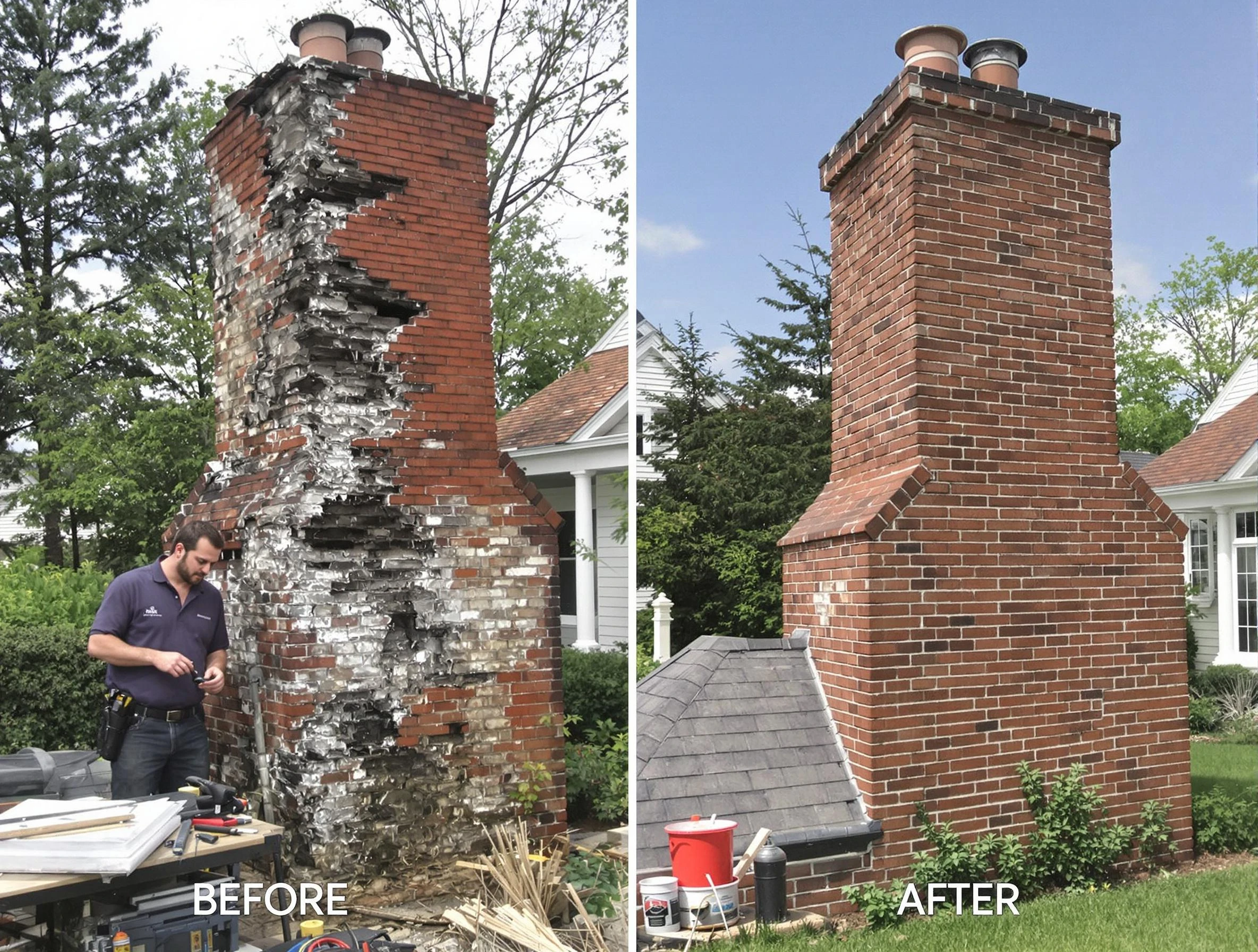 Livingston Chimney Sweep performing a full chimney restoration in Livingston, NJ