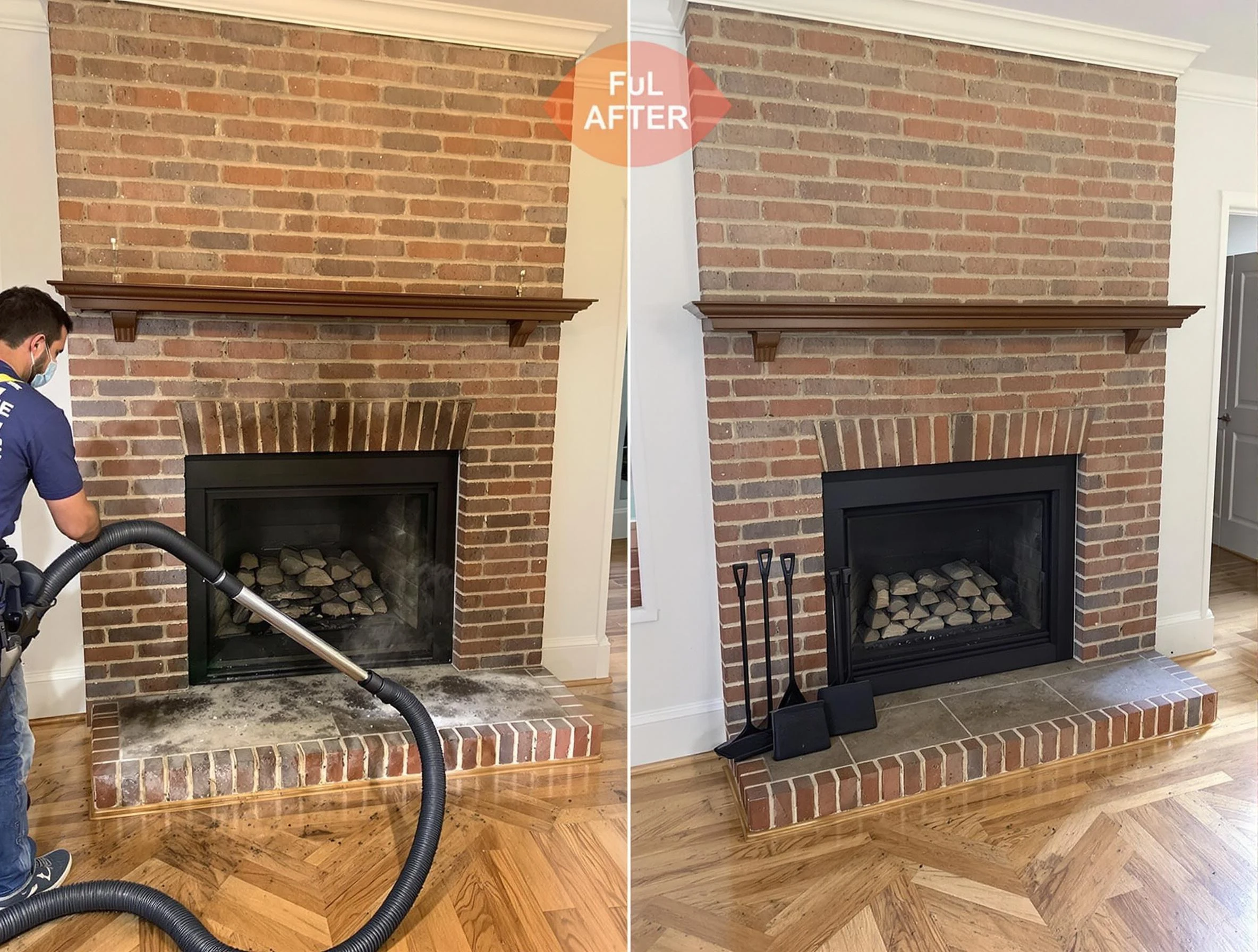 Livingston Chimney Sweep carefully sanitizing a fireplace in Livingston, NJ